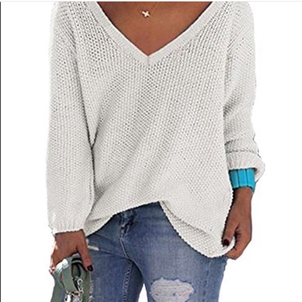 V-Neck Long Sleeve Lightweight Sweater